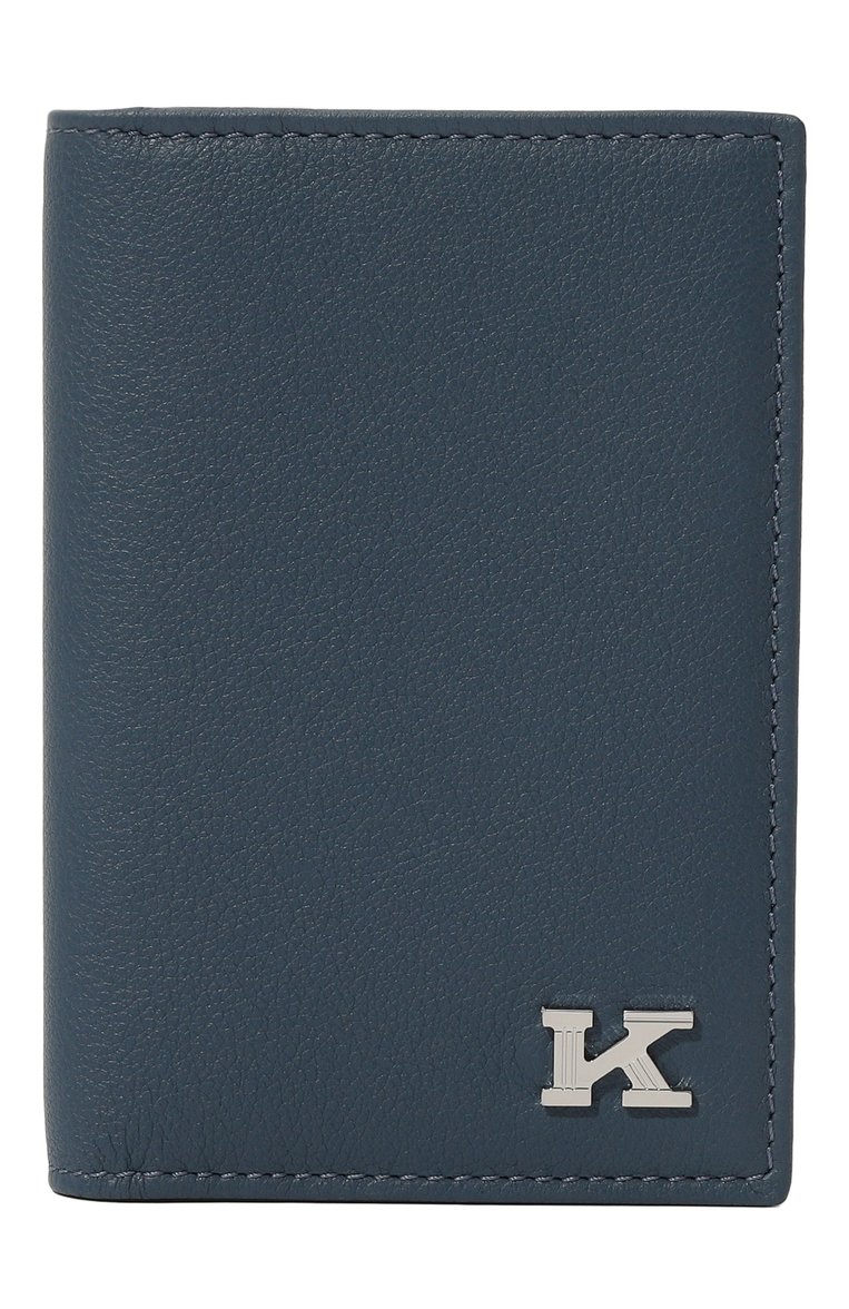 Женский кожаный футляр для кредитных карт KITON темно-синего цвета, арт. DKRISX0893A | Фото 1 (Нос: Не проставлено; Материал: Натуральная кожа)