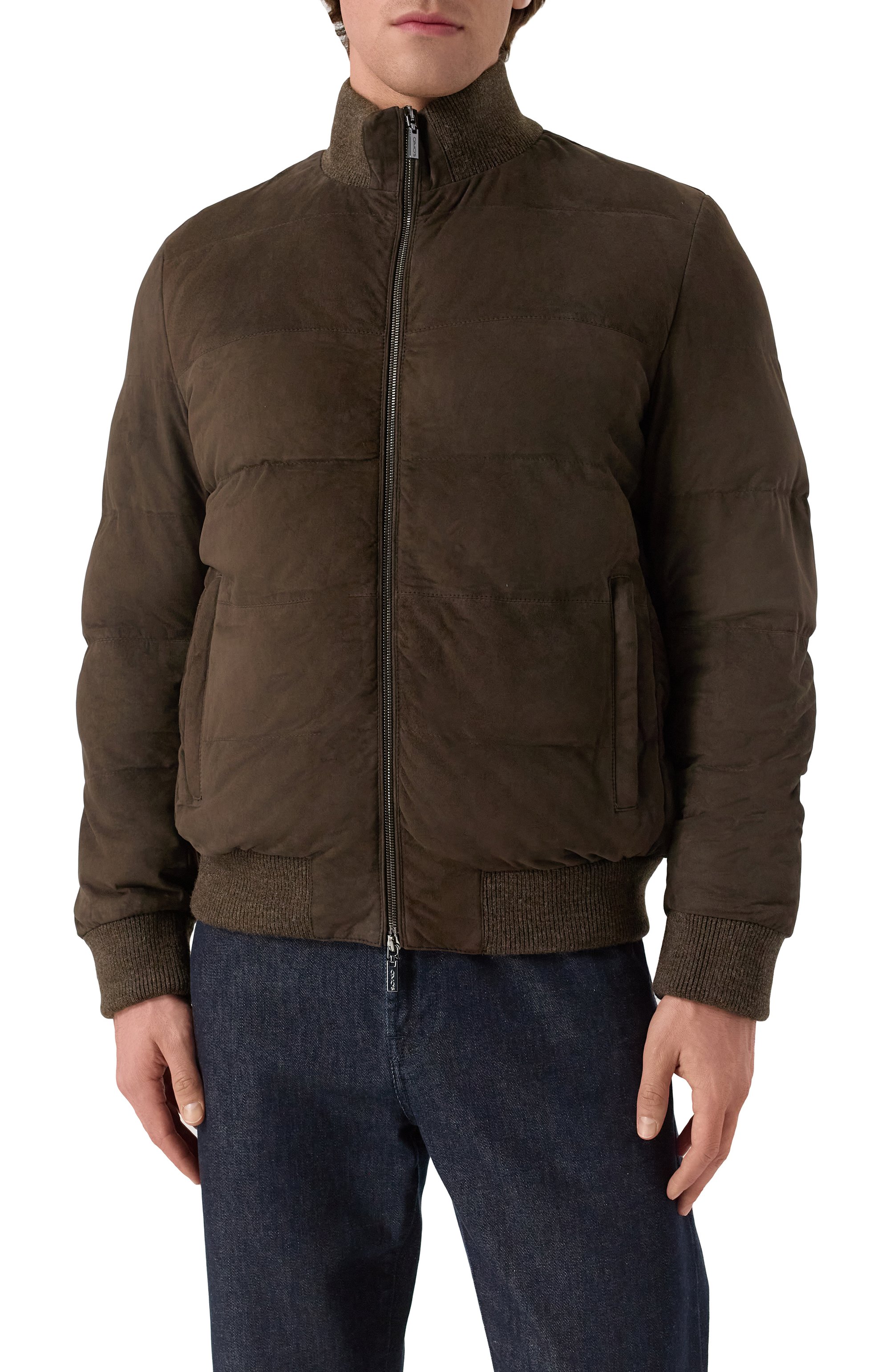 Замшевый бомбер GIMO'S темно-коричневого цвета по цене 159500 руб., арт. 5W20.1.070.80, фото 3 Замшевый бомбер GIMO'S, арт. 5W20.1.070.80, фото 3