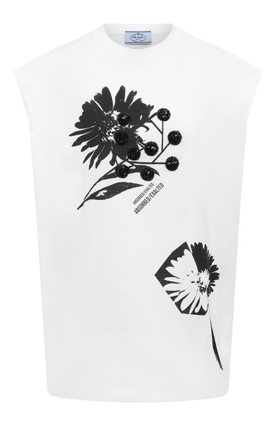 Женская хлопковая футболка PRADA, арт. 3556AR-1YSP-F0964-211