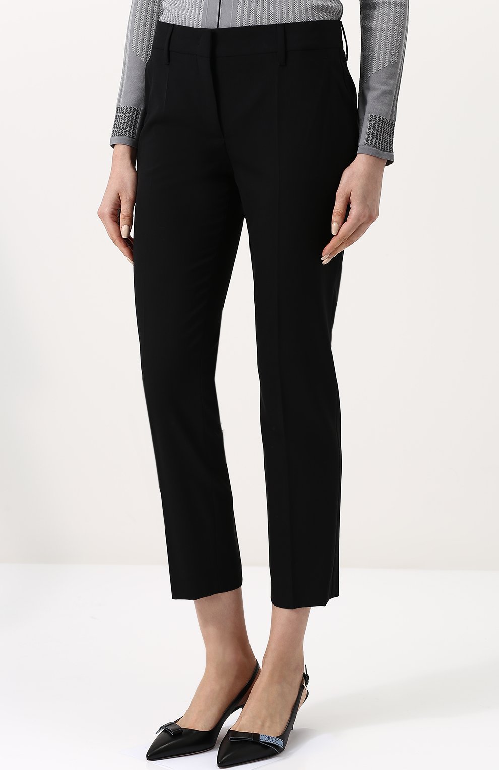 Укороченные однотонные брюки прямого кроя PRADA, арт. P2469-RO1-F0002, фото 3