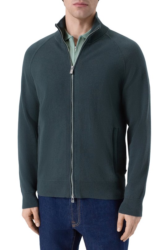 Кардиган из хлопка и шерсти BOSS 50543150 Зелёный  50543150 Фото 3