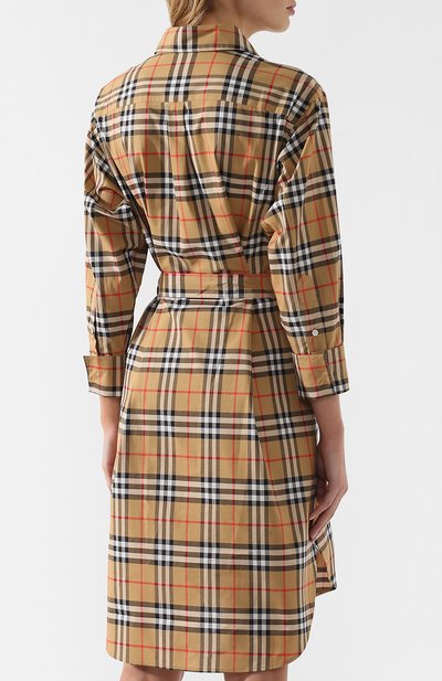 Хлопковое платье-рубашка с поясом BURBERRY, арт. 8003203, фото 4