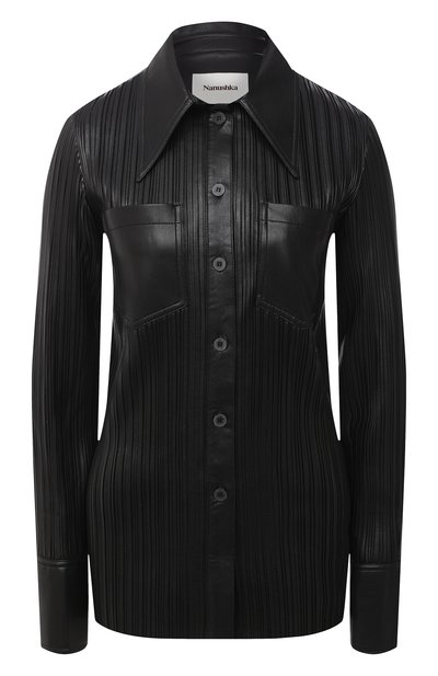 Рубашка NANUSHKA, арт. BLAINE_BLACK PLEAT_VEGAN LEATHER, фото 1