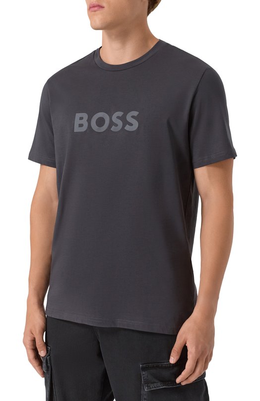 Хлопковая футболка BOSS 50491706 Серый  50491706 Фото 3