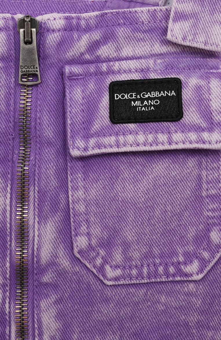 Детское джинсовый сарафан DOLCE & GABBANA сиреневого цвета, арт. L53DS5/LDC07 | Фото 3 (Материал внешний: Хлопок, Деним; Девочки Кросс-КТ: Сарафан-одежда; Рукава: Без рукавов, На бретелях; Ростовка одежда: 4 года | 104 см, 6 лет | 116 см, 8 лет | 128 см, 2 года | 92 см, 13 - 15 лет | 158 см, 3 года | 98 см, 12 лет | 152 см, 10 - 11 лет | 140 - 146см, 5 лет | 110 см)