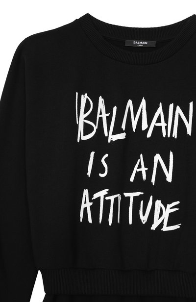 Хлопковое платье BALMAIN черного цвета по цене 28650 руб., арт. BZ1A00, фото 3 Хлопковое платье BALMAIN, арт. BZ1A00, фото 3