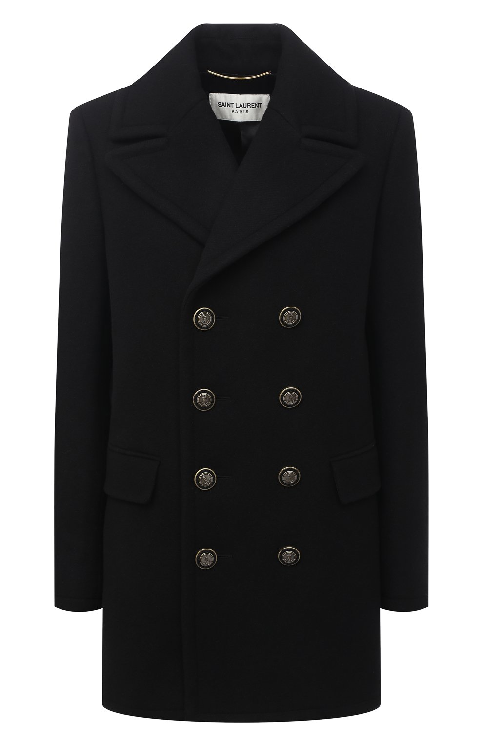 Шерстяное пальто SAINT LAURENT черного цвета по цене 299500 руб., арт. 631604/Y160W, фото 1 Шерстяное пальто SAINT LAURENT, арт. 631604/Y160W, фото 1