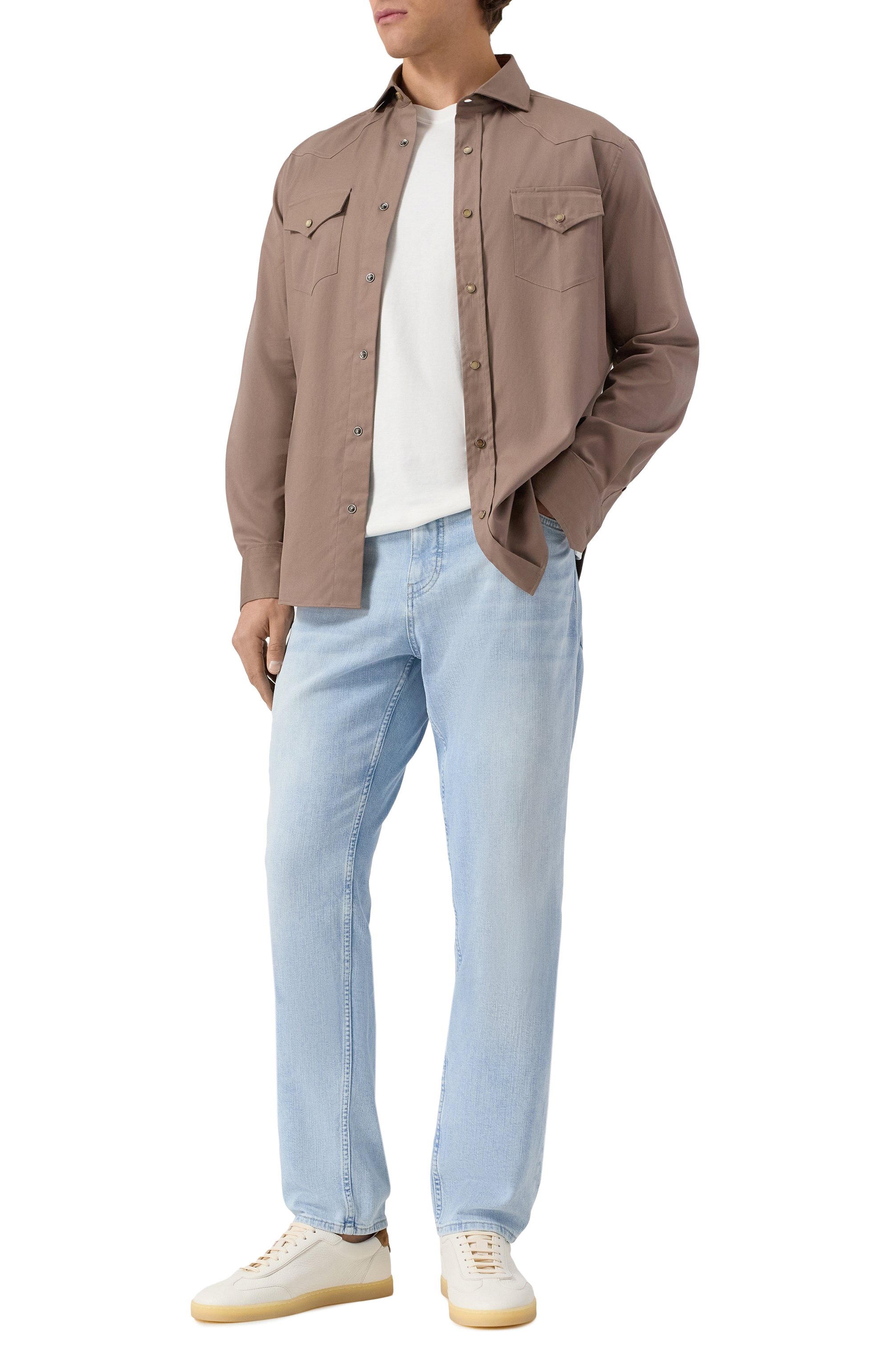 Хлопковая рубашка BRUNELLO CUCINELLI коричневого цвета по цене 123000 руб., арт. MW6044008, фото 2 Хлопковая рубашка BRUNELLO CUCINELLI, арт. MW6044008, фото 2