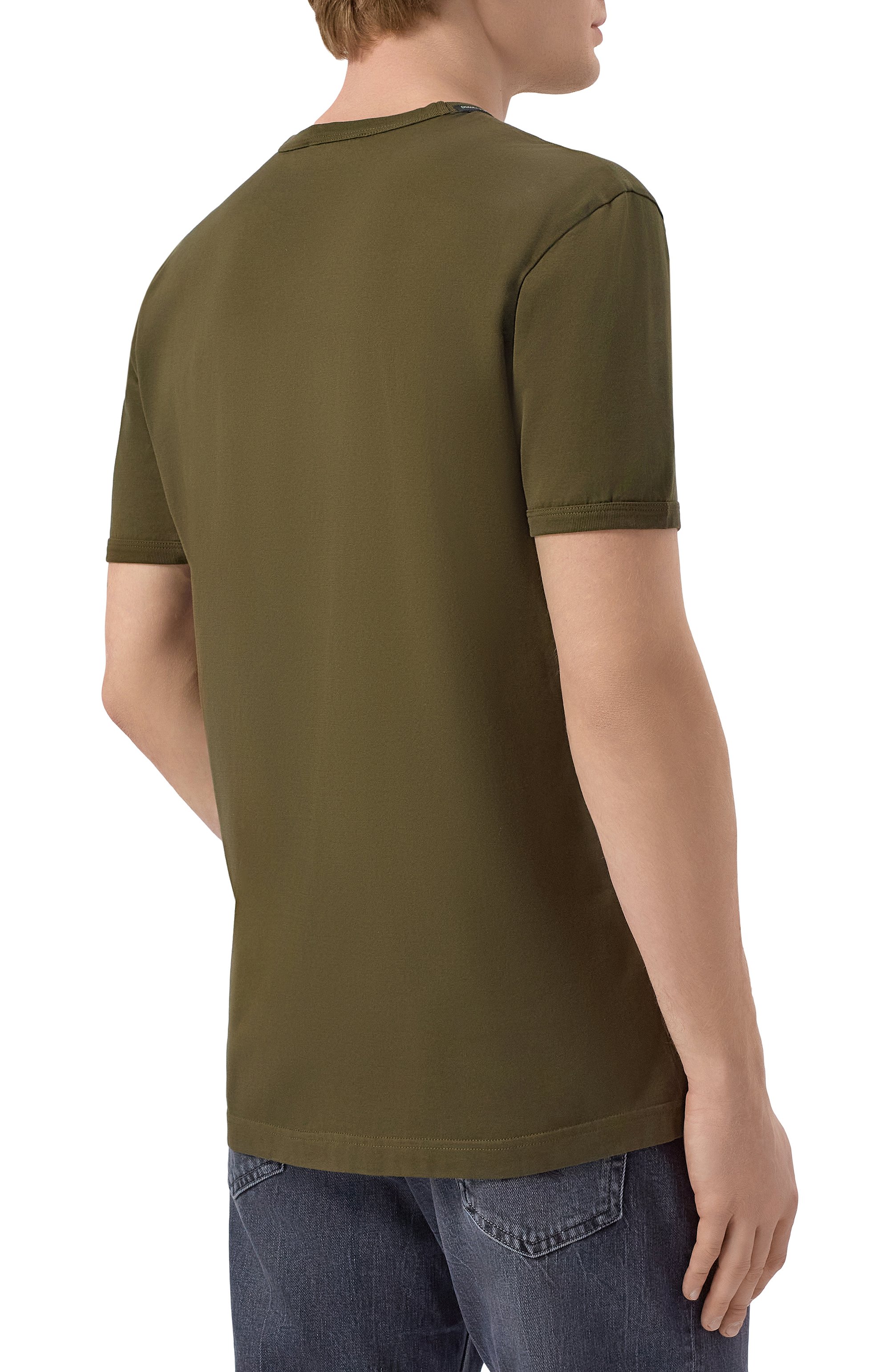 Хлопковая футболка DOLCE & GABBANA хаки цвета по цене 39050 руб., арт. G8JX7T/G7P1A, фото 4 Хлопковая футболка DOLCE & GABBANA, арт. G8JX7T/G7P1A, фото 4