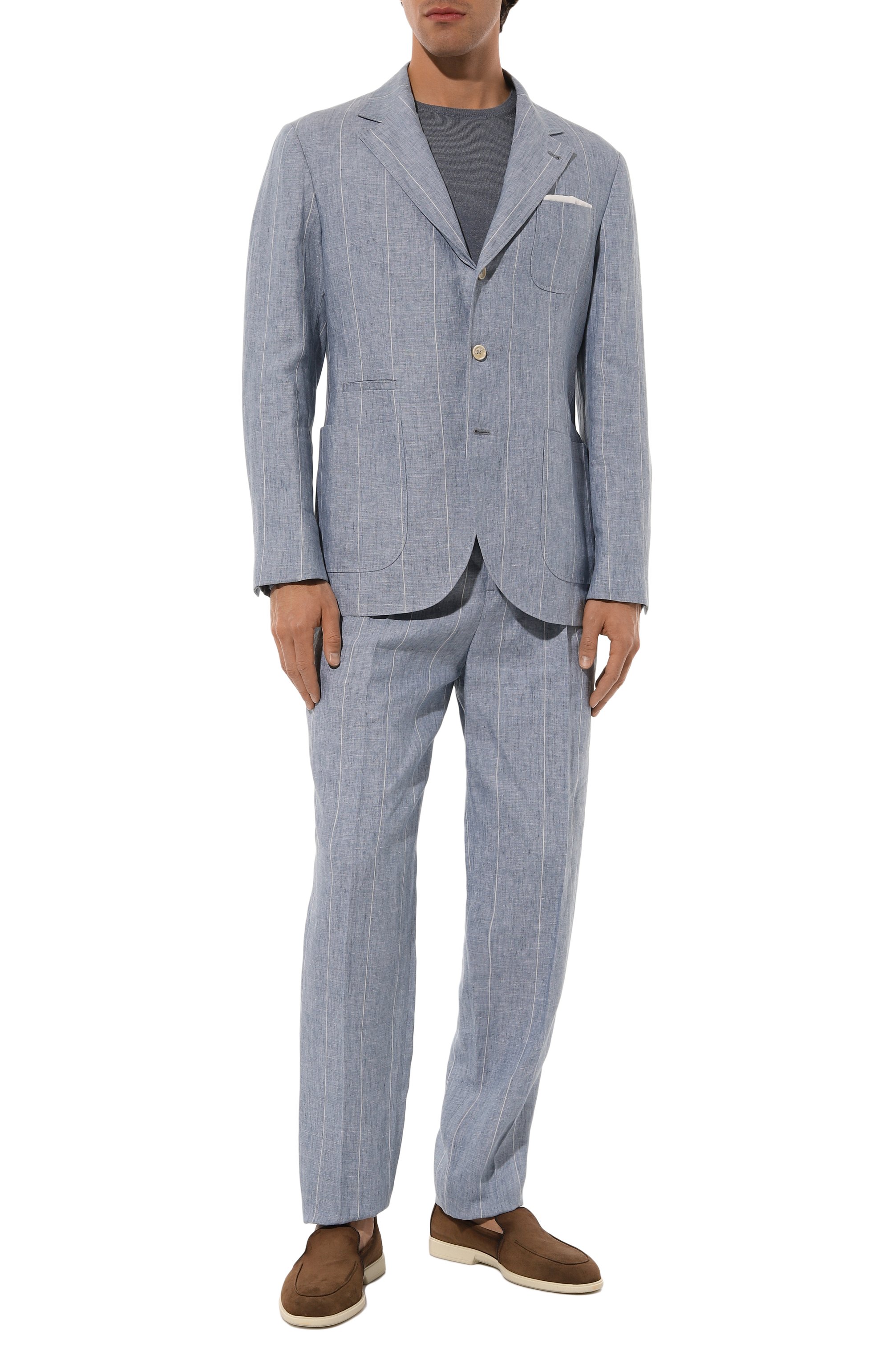 Льняной костюм BRUNELLO CUCINELLI синего цвета по цене 432000 руб., арт. MB400EDNS, фото 2 Льняной костюм BRUNELLO CUCINELLI, арт. MB400EDNS, фото 2