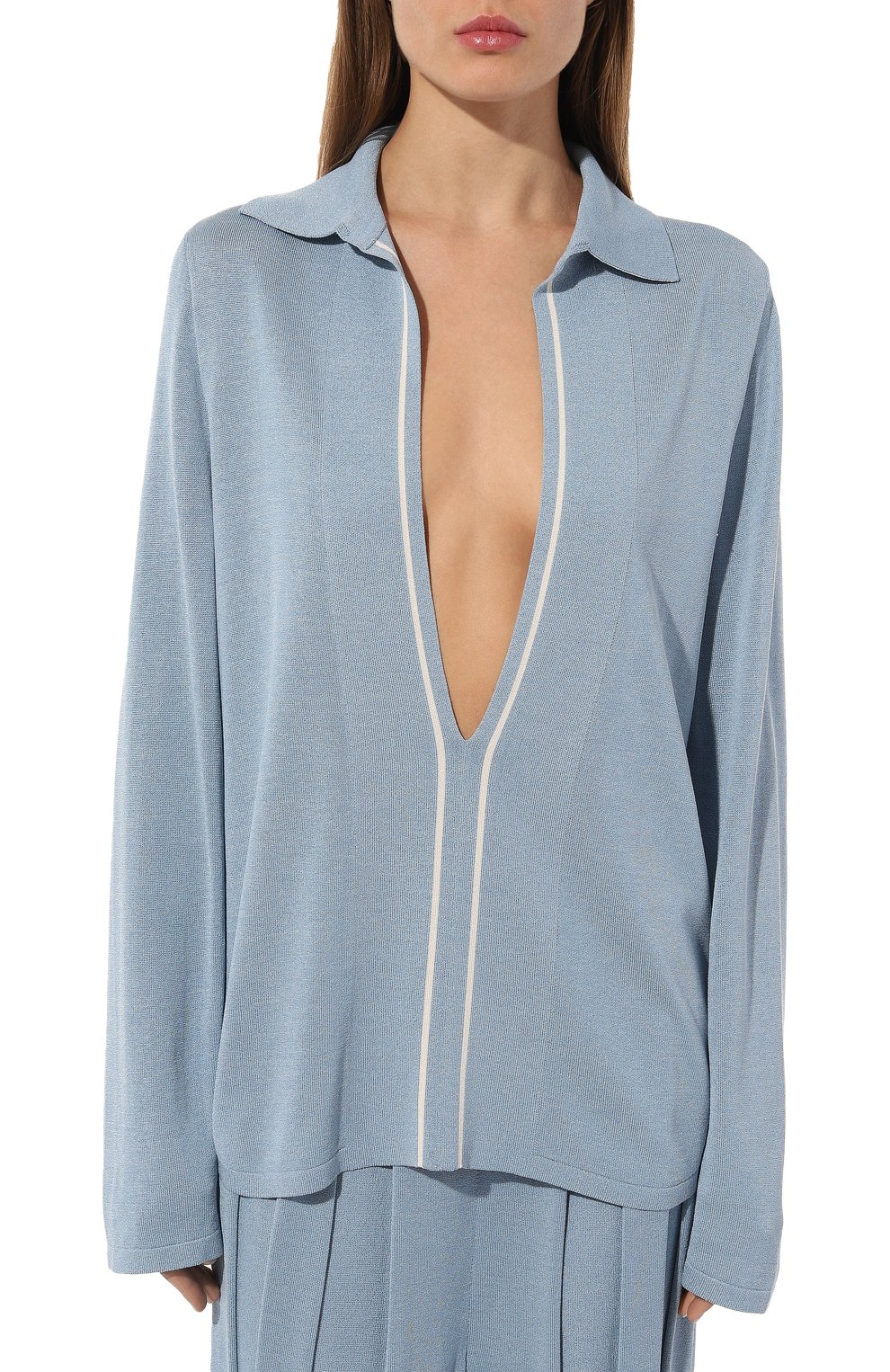 Пуловер из шелка и вискозы FREEAGE голубого цвета по цене 53480 руб., арт. S22.JM016.6070.400, фото 3 Пуловер из шелка и вискозы FREEAGE, арт. S22.JM016.6070.400, фото 3