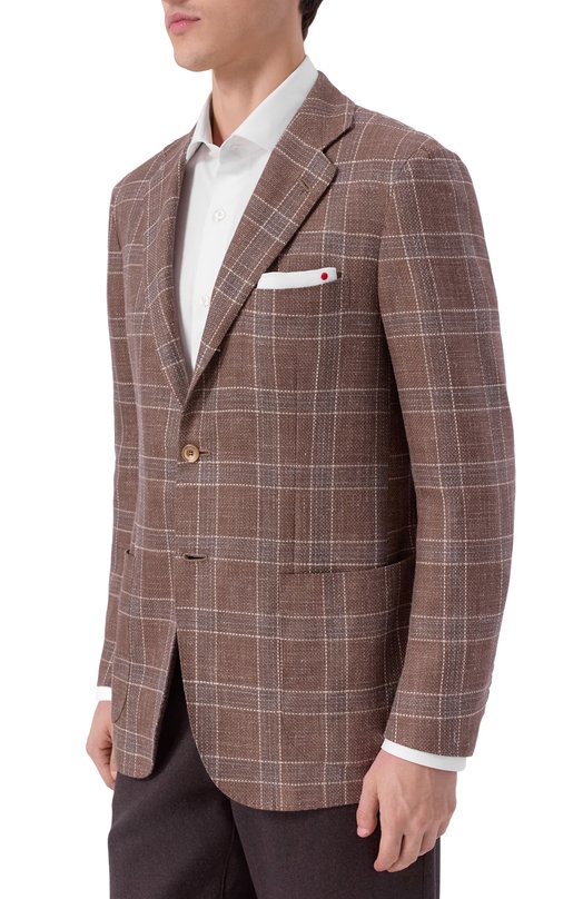 Пиджак из кашемира и шерсти Kiton UG81K0610E59 Коричневый  UG81K0610E59 Фото 4