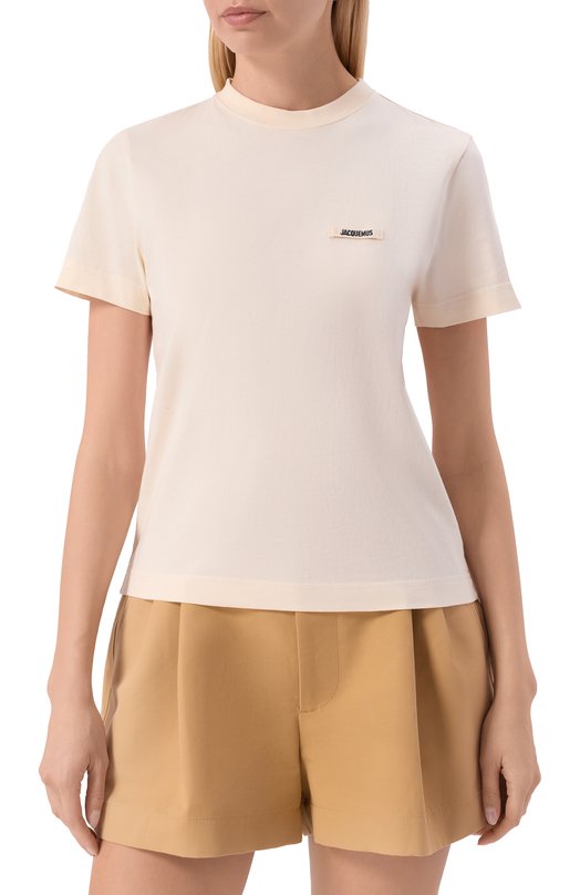 Хлопковая футболка Jacquemus 25HTSW00550/AJ00029 Бежевый  25HTSW00550/AJ00029 Фото 3