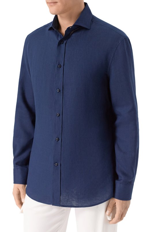 Льняная рубашка Brunello Cucinelli MM6840627 Синий  MM6840627 Фото 3
