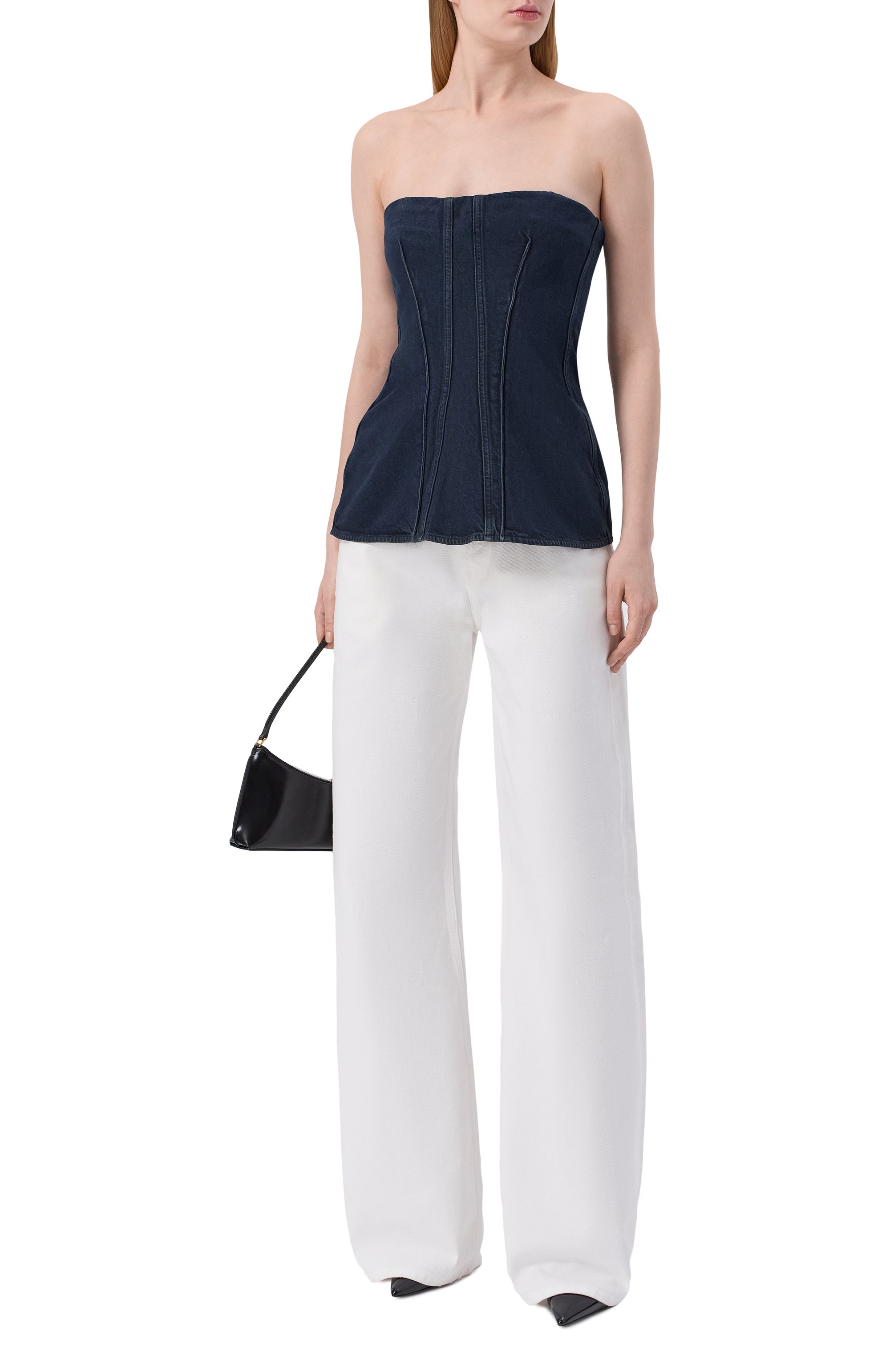 Джинсовый топ-корсет lara AGOLDE темно-синего цвета по цене 44500 руб., арт. A7403-1826, фото 2 Джинсовый топ-корсет lara AGOLDE, арт. A7403-1826, фото 2