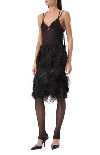 Платье с отделкой перьями страуса THE ATTICO, арт. 250WCW00203/PAA085RA, фото 3