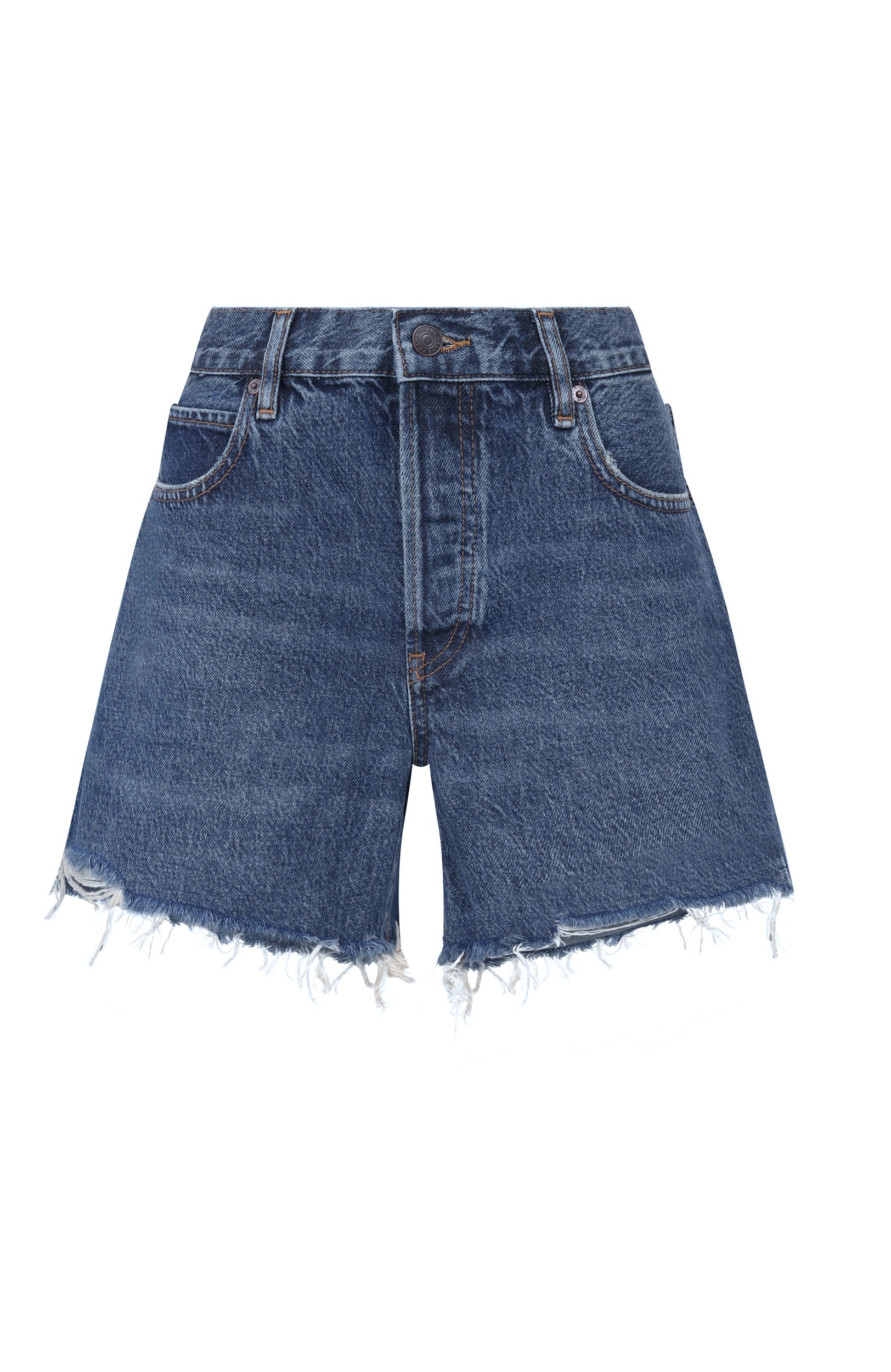 Джинсовые шорты FRAME DENIM синего цвета по цене 32050 руб., арт. 4000LRF105/THE L0NG HANG SH0RT, фото 1 Джинсовые шорты FRAME DENIM, арт. 4000LRF105/THE L0NG HANG SH0RT, фото 1