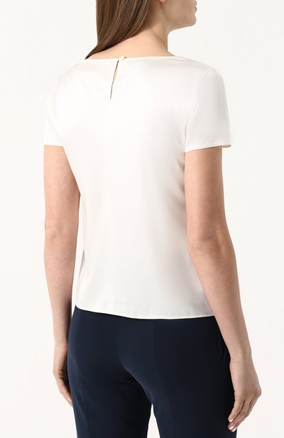 Шелковый топ EMPORIO ARMANI белого цвета по цене 25750 руб., арт. 0NC05T/0M301, фото 4 Шелковый топ EMPORIO ARMANI, арт. 0NC05T/0M301, фото 4