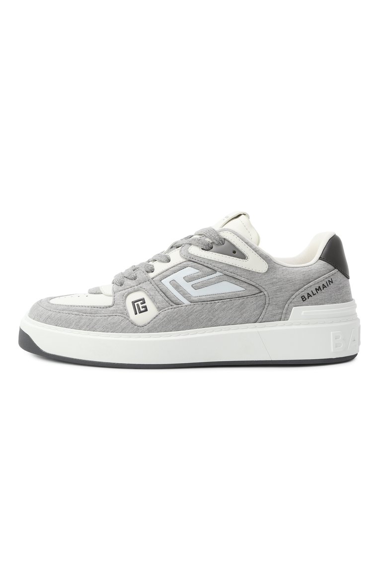 Мужские комбинированные кеды b-court skate BALMAIN серого цвета, арт. EM1VI378/TFJM | Фото 4 (Материал внутренний: Текстиль; Материал внешний: Текстиль; Подошва: Массивная; Материал утеплителя: Без утеплителя; Стили: Классический; Кросс-КТ: Низкие)
