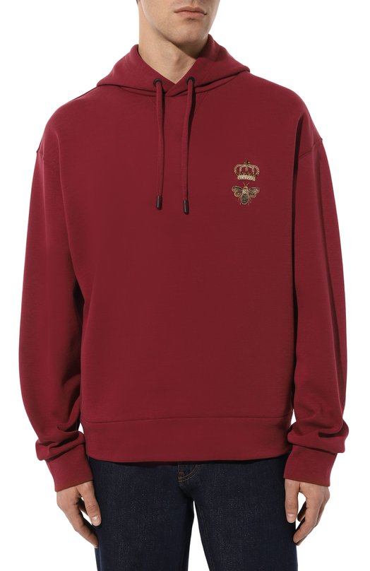 Хлопковое худи Dolce & Gabbana G9ACJZ/HU7H9 Бордовый  G9ACJZ/HU7H9 Фото 3