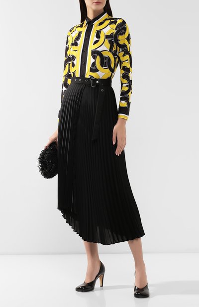 Рубашка с принтом BOTTEGA VENETA желтого цвета по цене 122500 руб., арт. 572115/VA8C0, фото 2 Рубашка с принтом BOTTEGA VENETA, арт. 572115/VA8C0, фото 2