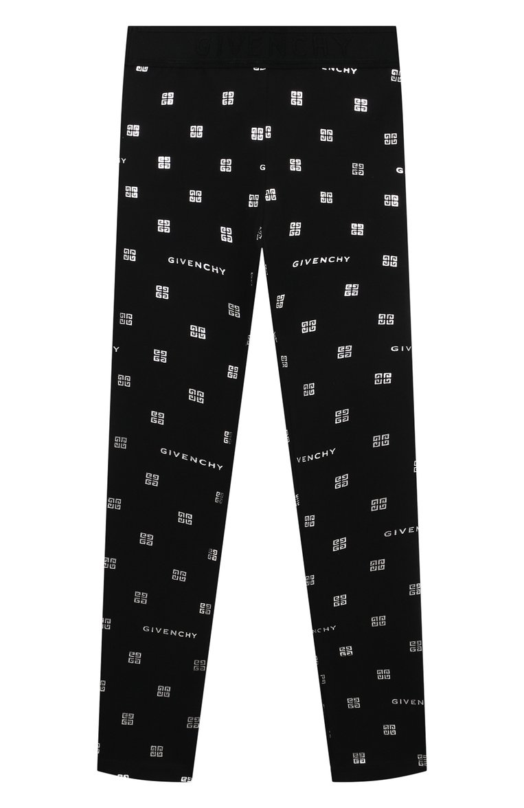 Детские хлопковые легинсы GIVENCHY черного цвета, арт. H14211/6A-12A | Фото 2 (Нос: Не проставлено; Материал внешний: Хлопок; Девочки Кросс-КТ: Леггинсы-одежда; Ростовка одежда: 6 лет | 116 см, 8 лет | 128 см, 12 лет | 152 см, 10 - 11 лет | 140 - 146см)