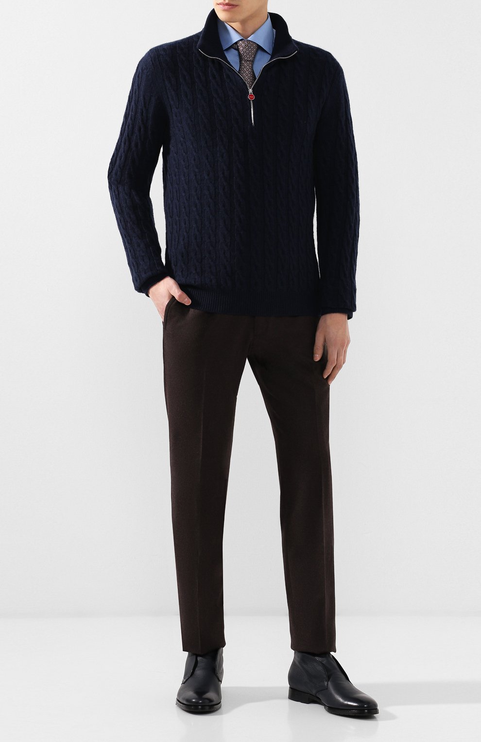 Кашемировый джемпер KITON темно-синего цвета по цене 275500 руб., арт. UK10198, фото 2 Кашемировый джемпер KITON, арт. UK10198, фото 2