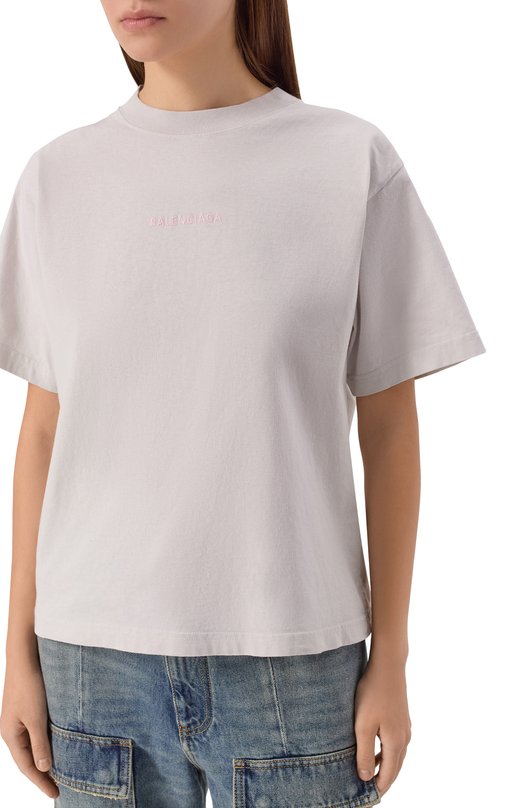 Хлопковая футболка Balenciaga 850990/TTVJ1 Серый  850990/TTVJ1 Фото 5