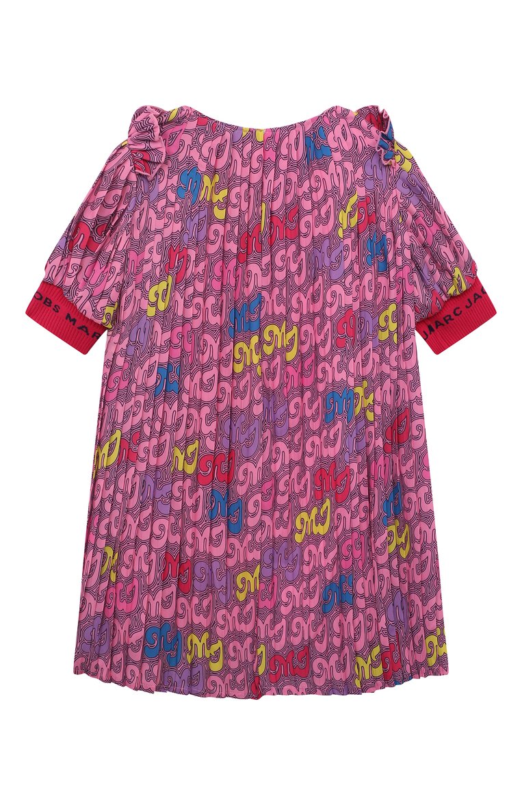 Детское платье MARC JACOBS (THE) розового цвета, арт. W12468/2A-5A | Фото 2 (Материал внешний: Синтетический материал; Материал подклада: Вискоза; Рукава: Короткие; Девочки Кросс-КТ: Платье-одежда; Случай: Повседневный; Ростовка одежда: 2 года | 92 см, 4 года | 104 см, 3 года | 98 см)