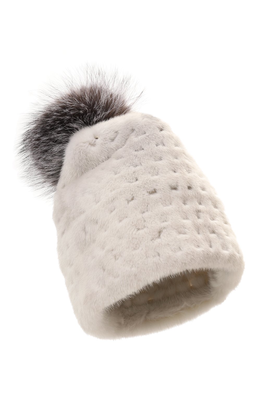 Меховая шапка из норки и лисы VICTORIA KUSENKOVA светло-серого цвета по цене 92840 руб., арт. 071600008672, фото 1 Меховая шапка из норки и лисы VICTORIA KUSENKOVA, арт. 071600008672, фото 1