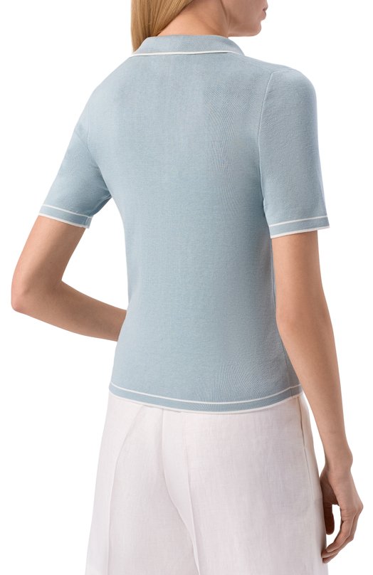 Поло из шелка и хлопка MVST M26.2PW.K223-SS/Y201 Голубой  M26.2PW.K223-SS/Y201 Фото 4