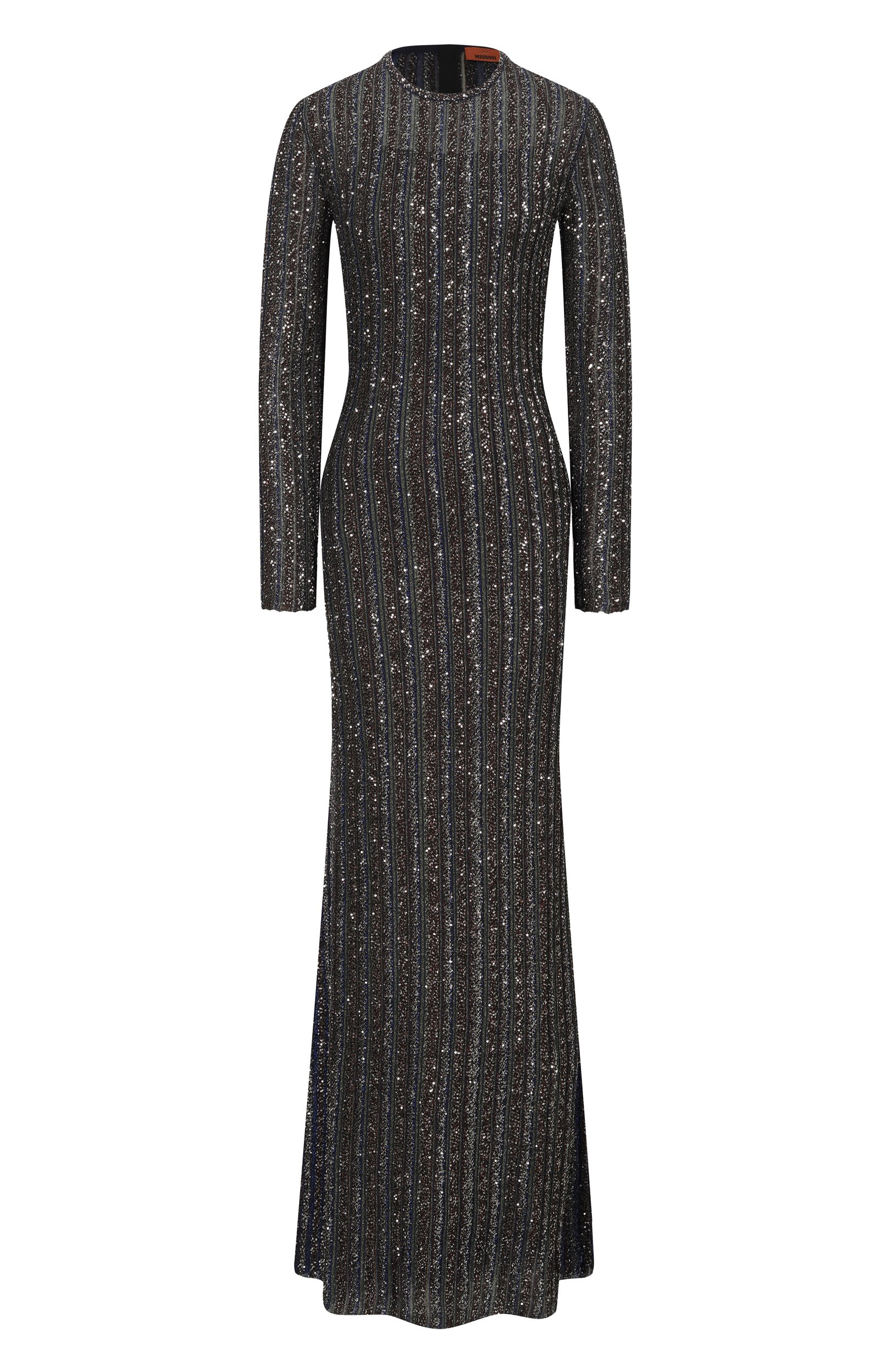 Платье с отделкой пайетками MISSONI серого цвета по цене 357500 руб., арт. DS26WG0S/BK01KR, фото 1 Платье с отделкой пайетками MISSONI, арт. DS26WG0S/BK01KR, фото 1