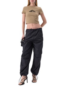 Женский хлопковый топ DSQUARED2 бежевого цвета, арт. S80GC0080/D20033 | Фото 2 (Драгоценные камни: Проставлено; Рукава: Короткие; Материал сплава: Проставлено; Длина (для топов): Стандартные; Стили: Кэжуэл; Материал внешний: Хлопок)