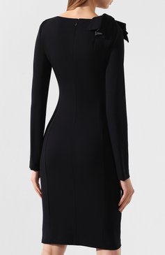 Женское платье EMPORIO ARMANI темно-синего цвета, арт. 6G2A8Q/2JFAZ | Фото 4 (Рукава: Длинные; Длина Ж (юбки, платья, шорты): До колена; Статус проверки: Проверено, Проверена категория; Случай: Повседневный; Материал внешний: Вискоза; Женское Кросс-КТ: платье-футляр, Платье-одежда)
