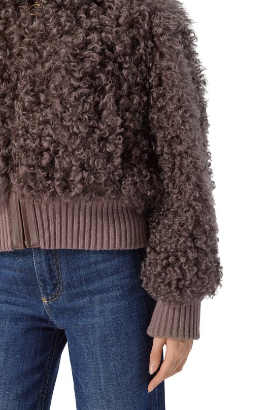 Бомбер из овчины Chloé CHC24WCV03210 Коричневый  CHC24WCV03210 Фото 5