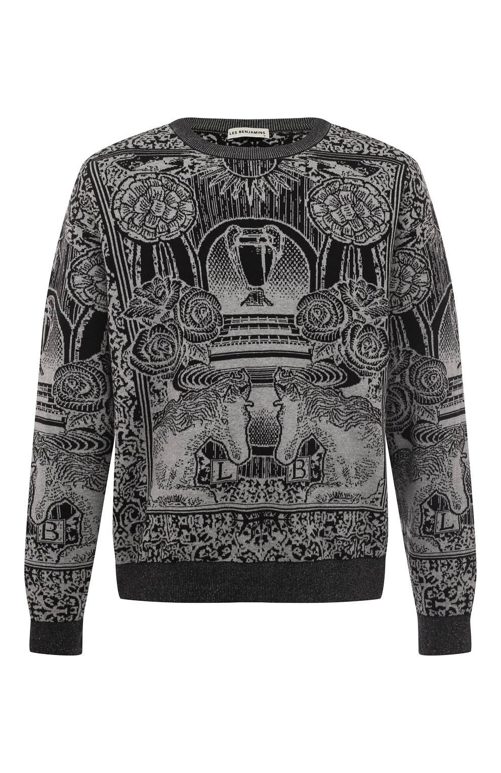 Хлопковый джемпер LES BENJAMINS черно-белого цвета по цене 25850 руб., арт. LB23SSH0EMUKN-004, фото 1 Хлопковый джемпер LES BENJAMINS, арт. LB23SSH0EMUKN-004, фото 1