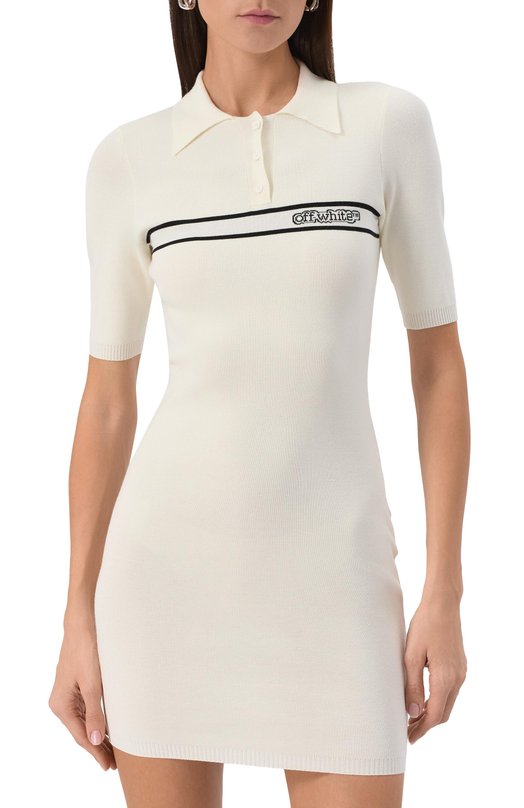 Платье из вискозы Off-White 0WHI12AS25KNI0010A10 Кремовый  0WHI12AS25KNI0010A10 Фото 3