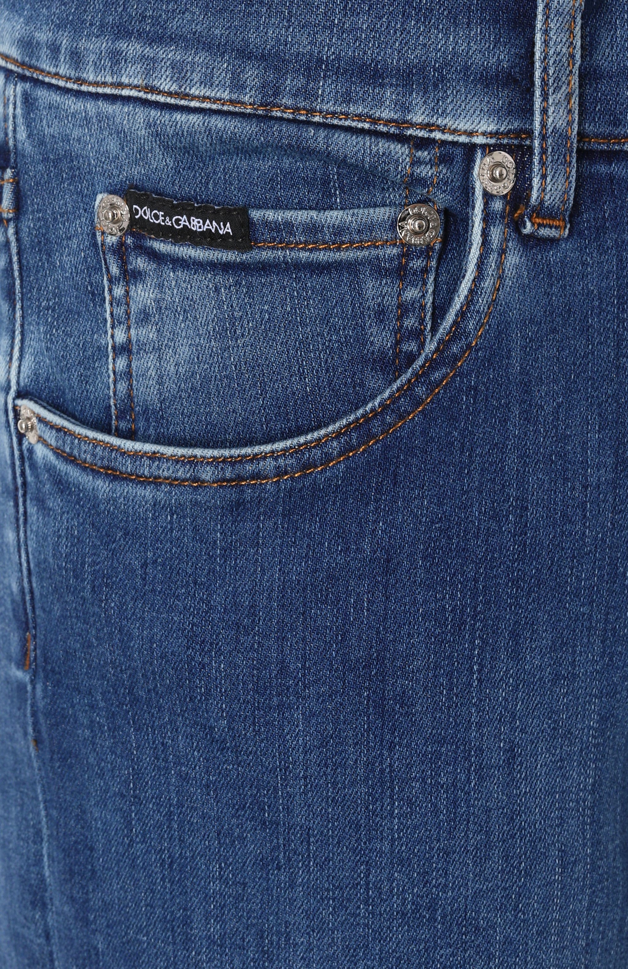 Джинсы slim DOLCE & GABBANA синего цвета по цене 96350 руб., арт. GY07CZ/G8MZ9, фото 6 Джинсы slim DOLCE & GABBANA, арт. GY07CZ/G8MZ9, фото 6