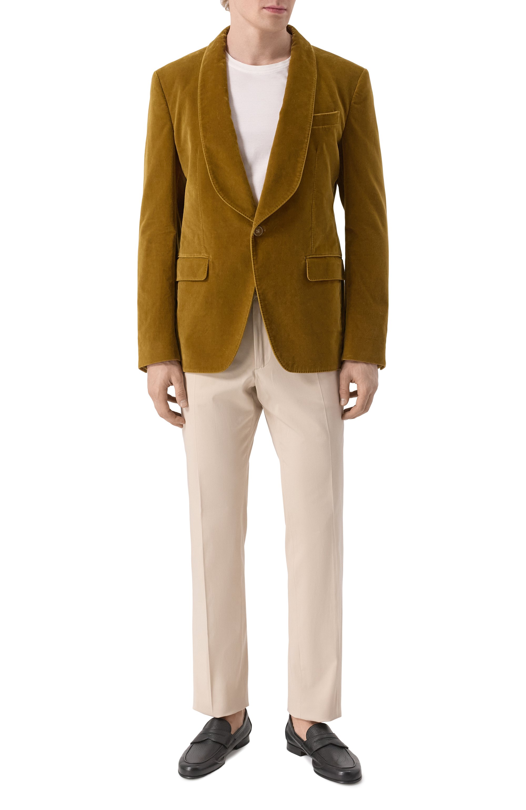 Бархатный пиджак DOLCE & GABBANA желтого цвета по цене 323000 руб., арт. G2U06T/FUWCU, фото 3 Бархатный пиджак DOLCE & GABBANA, арт. G2U06T/FUWCU, фото 3