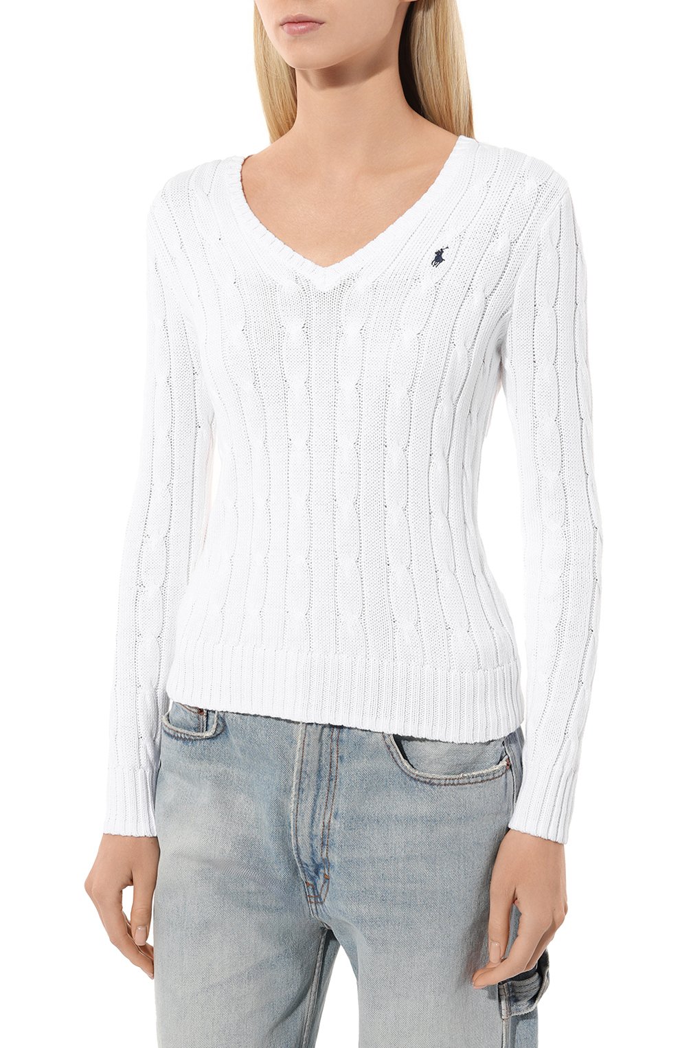 Хлопковый пуловер POLO RALPH LAUREN белого цвета по цене 25750 руб., арт. 211891641, фото 3 Хлопковый пуловер POLO RALPH LAUREN, арт. 211891641, фото 3