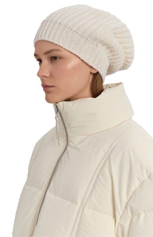 Шапка из кашемира и шелка Brunello Cucinelli M32373999 Белый  M32373999 Фото 2