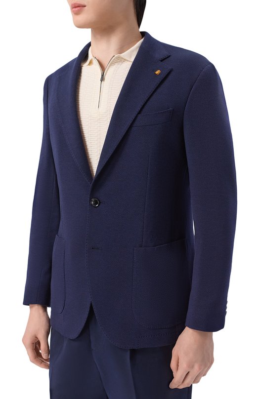 Пиджак из шерсти и хлопка Sartoria Latorre JEF74/JJ105 Синий  JEF74/JJ105 Фото 3