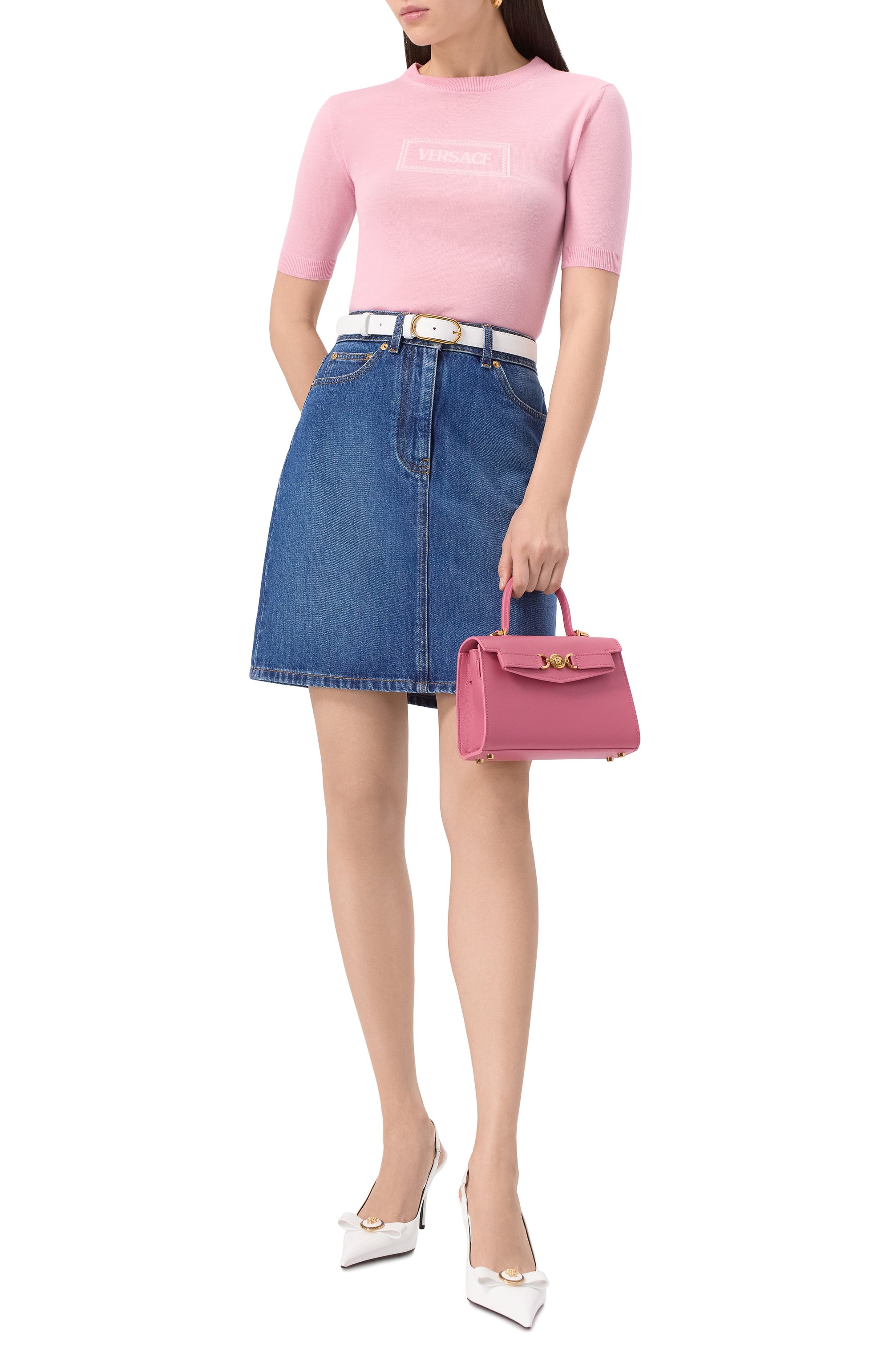Сумка medusa'95 small VERSACE розового цвета по цене 281000 руб., арт. 1013824/1A10795, фото 7 Сумка medusa'95 small VERSACE, арт. 1013824/1A10795, фото 7