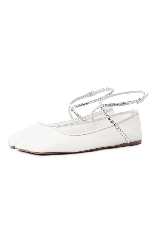 Текстильные балетки Ane Amina Muaddi ANE MESH FLAT/MESH Белый ANE MESH FLAT/MESH