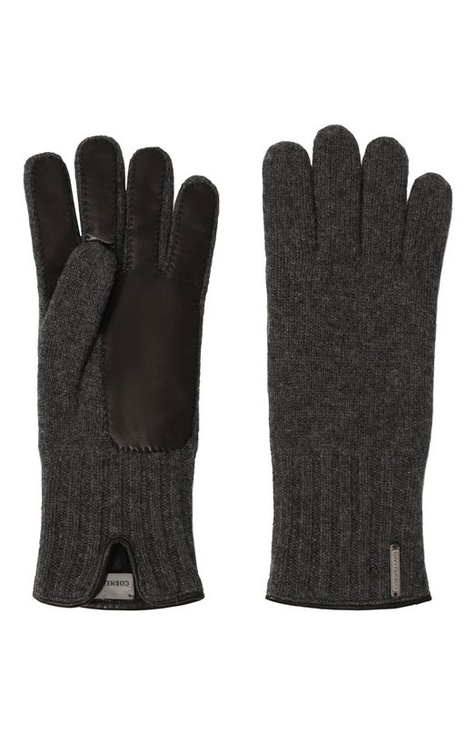 Кашемировые перчатки с кожаной отделкой Corneliani 94Q324-9420576 Серый  94Q324-9420576 Фото 3