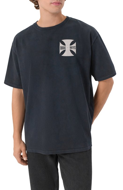Хлопковая футболка Rhude RHPF25TT07012 Чёрный  RHPF25TT07012 Фото 3