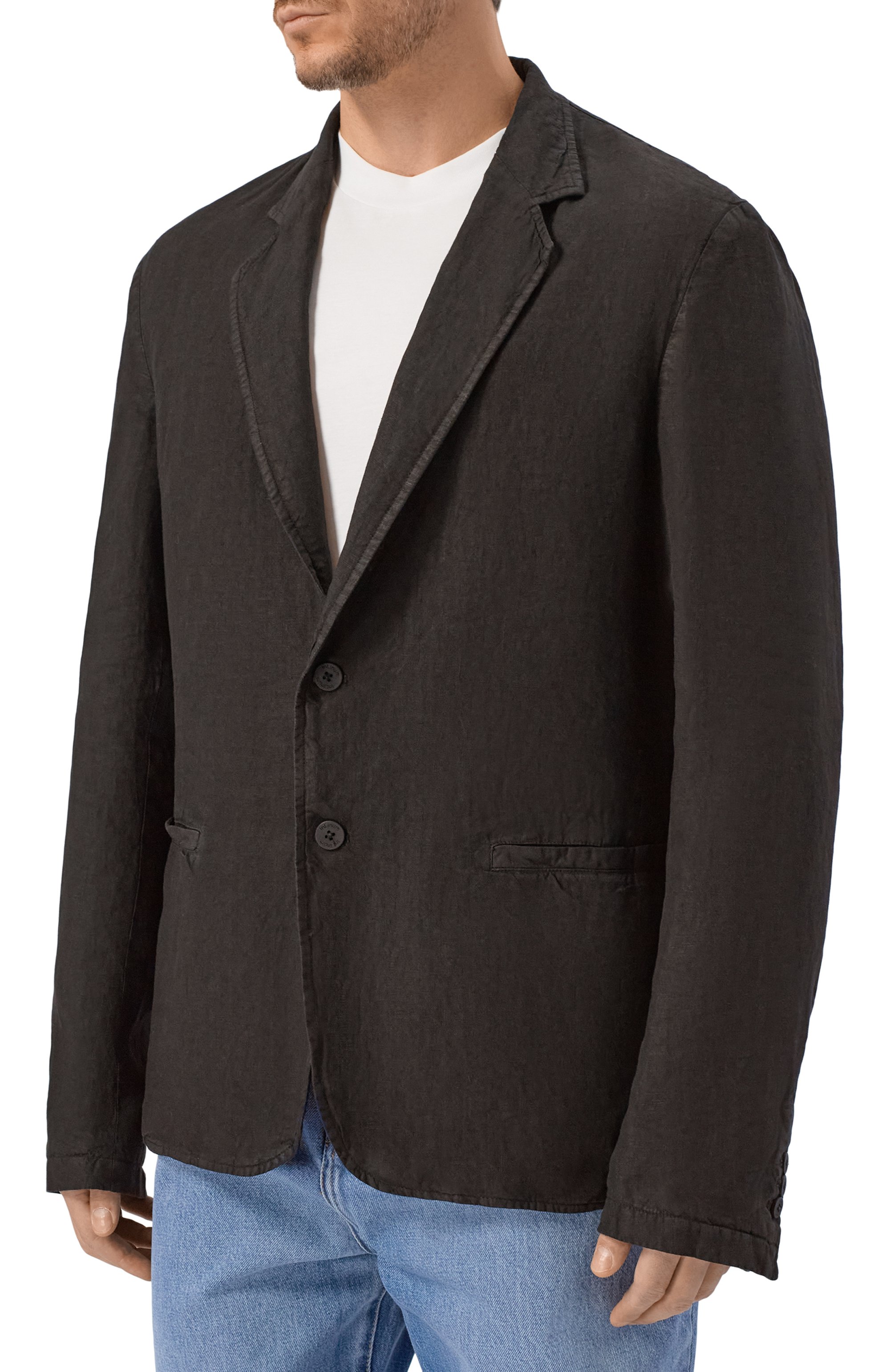 Льняной пиджак INLINUM темно-серого цвета по цене 66200 руб., арт. JAC0B/TR0PEA, фото 3 Льняной пиджак INLINUM, арт. JAC0B/TR0PEA, фото 3