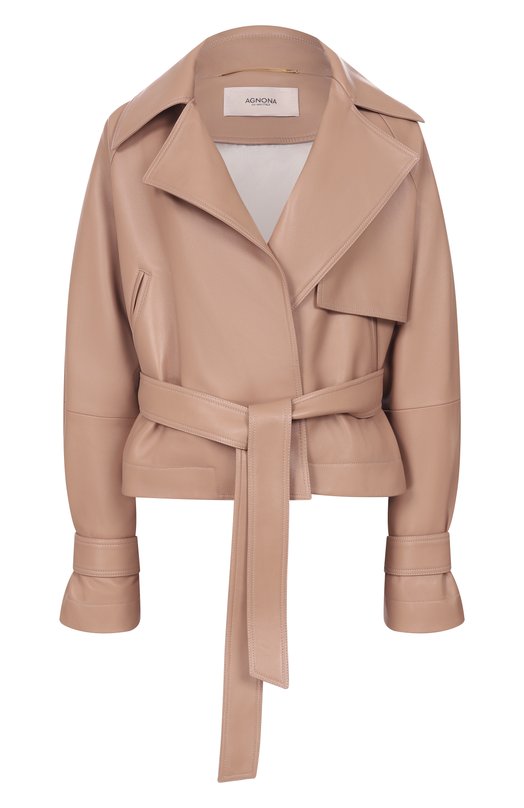 Кожаная куртка Agnona PH1101E/U8106E Бежевый PH1101E/U8106E