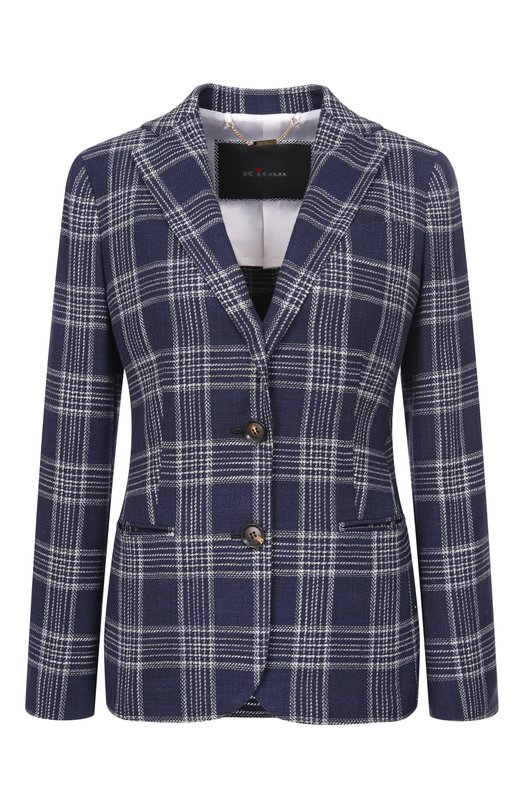 Жакет из шелка и хлопка Kiton D23501K0650G10 Синий D23501K0650G10