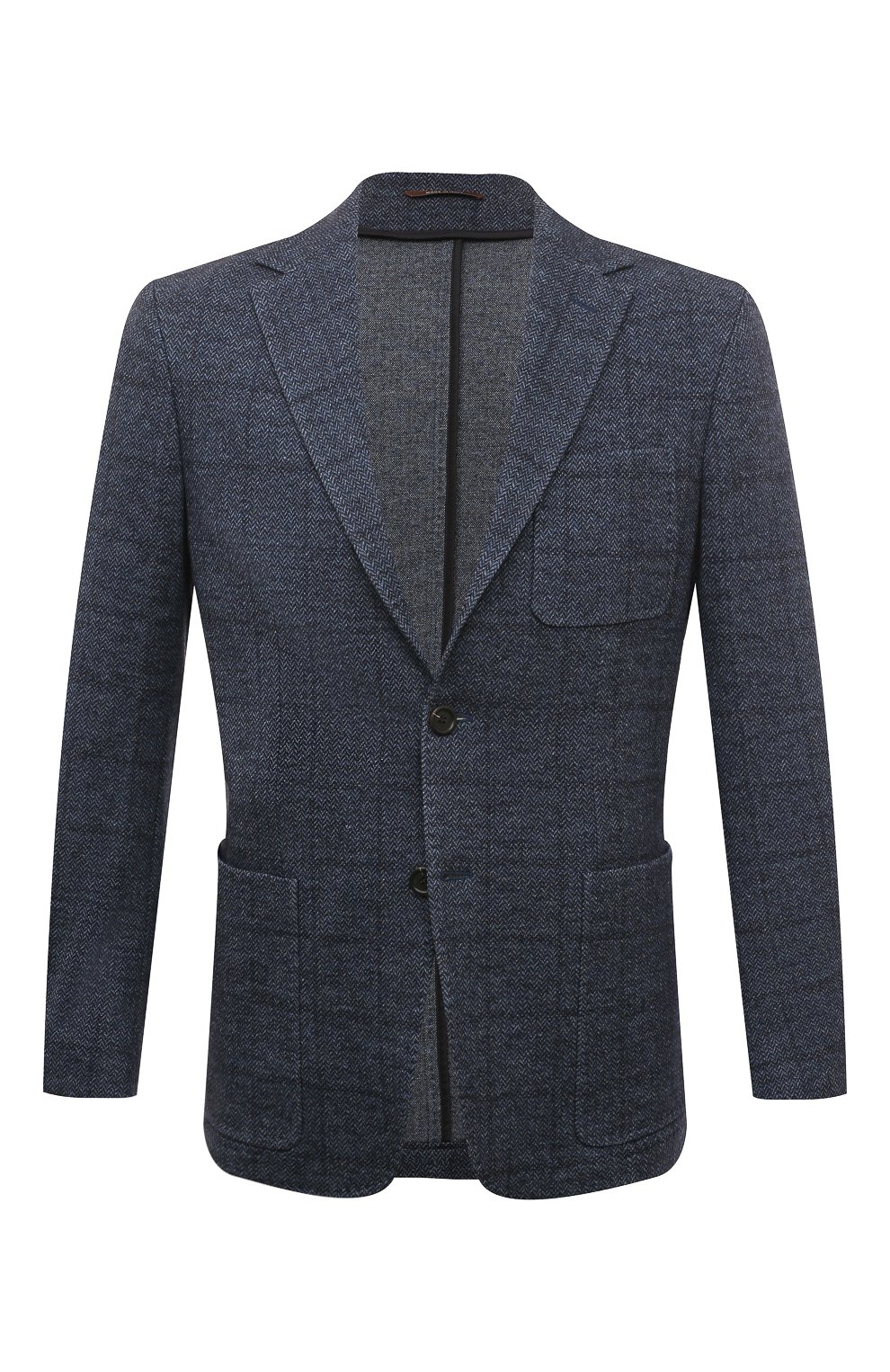 Пиджак из шерсти и хлопка CANALI темно-синего цвета по цене 117500 руб., арт. J0147/JJ02554, фото 1 Пиджак из шерсти и хлопка CANALI, арт. J0147/JJ02554, фото 1